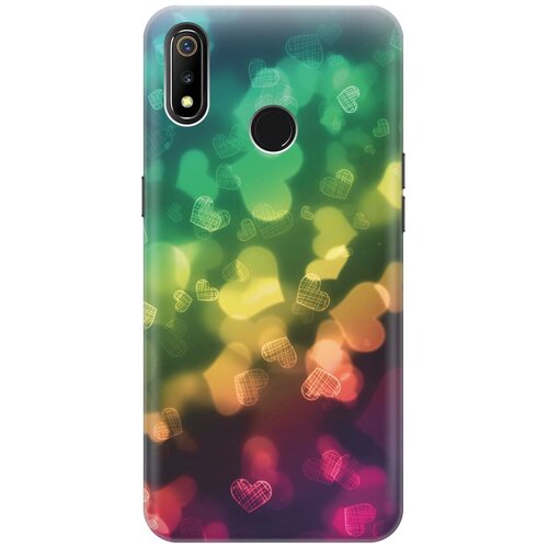 фото Re:pa накладка transparent для realme 3 с принтом "сердечки"