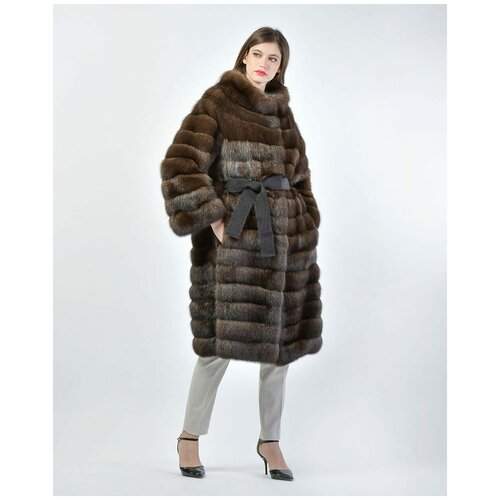 Пальто Fabio Gavazzi, соболь, силуэт прямой, пояс/ремень, размер 44, коричневый