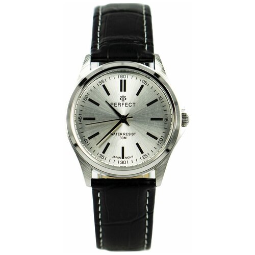 фото Perfect часы кварцевые, на батарейке, мужские, на кожаном ремне, металлический браслет, японский механизм наручные c424-1