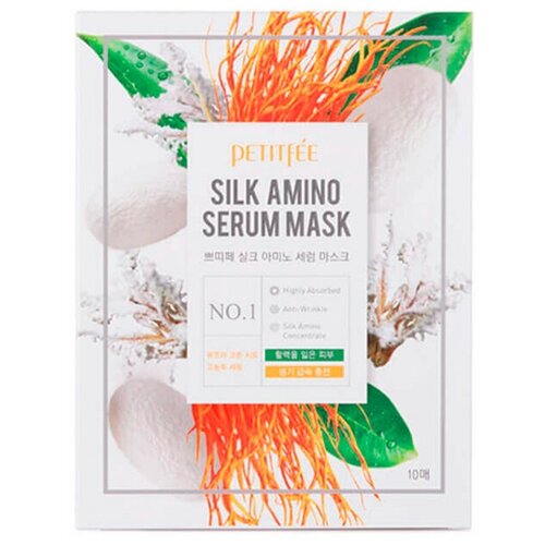 фото Набор тканевая маска для лица petitfee протеины шелка silk amino serum mask, 10 шт