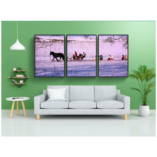 фото Набор модулных постеров для интерьера "пейзаж, зима, снег" 60x90 см. в тубусе, без рамки lotsprints