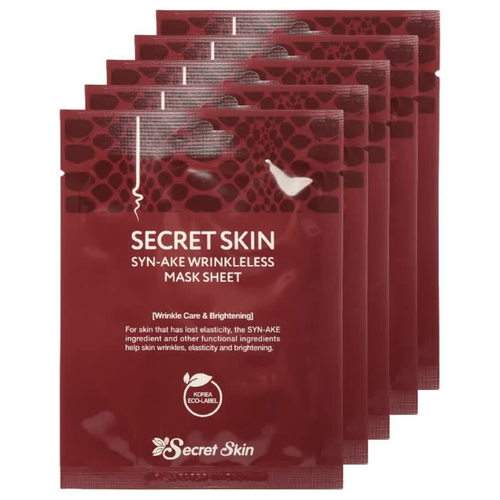 Купить Маска для лица тканевая со змеиным ядом Secret Skin Syn-Ake Wrinkleless Mask Sheet, 20 г х5 шт