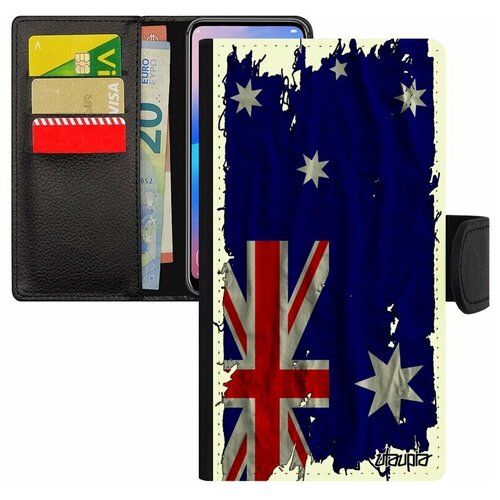 фото Чехол книжка для телефона apple iphone 8, "флаг австралии на ткани" государственный страна utaupia