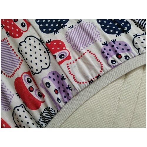 Простыня на резинке с рисунком Совы 70х160х20 см, трикотаж 100% хлопок 145 г/м2, Купи в дом – онлайн