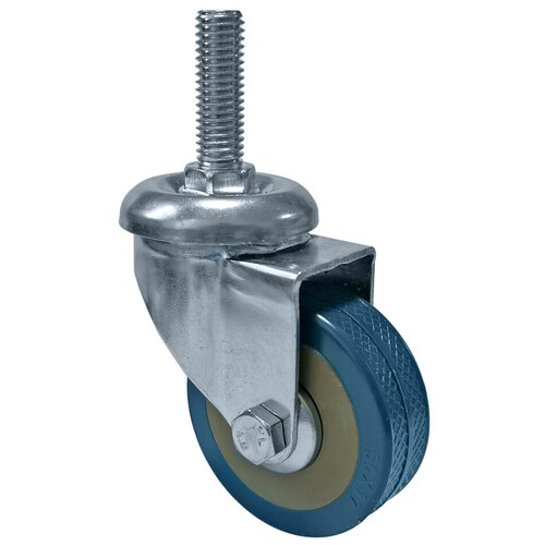 Колесо поворотное на штыре М12, без тормоза, D=75 мм, ПВХ, серо-зеленое