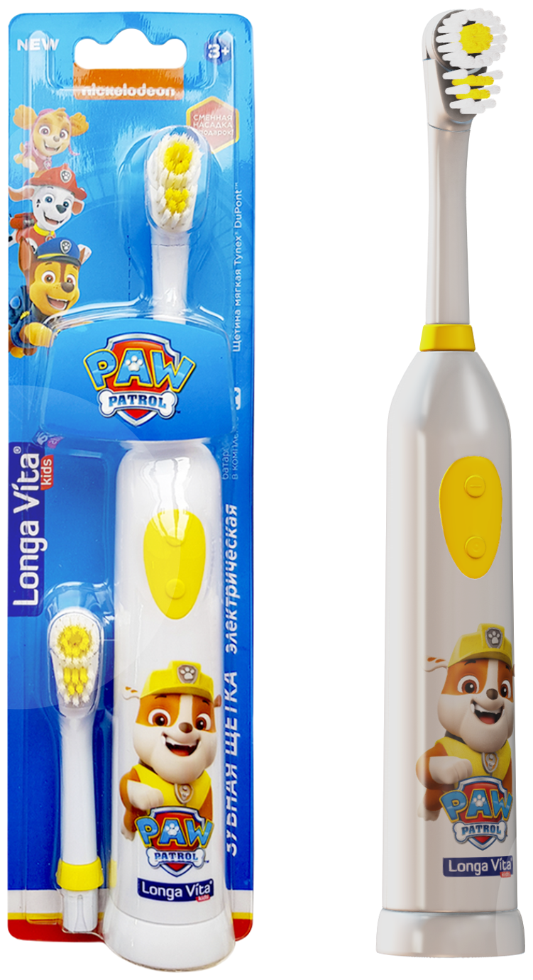 Электрическая зубная щетка Longa Vita Paw Patrol ротационная и сменная насадка детская Yuyao Kalwel Electrics CO - фото №9