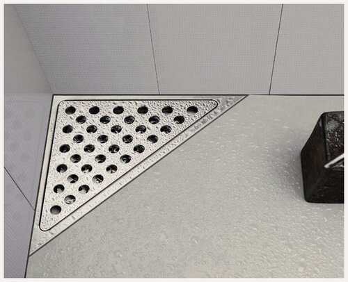 Изображение товара Угловой горизонтальный душевой трап из нержавеющей стали VIEIR с сухим затвором - VER20J (200-200мм.)