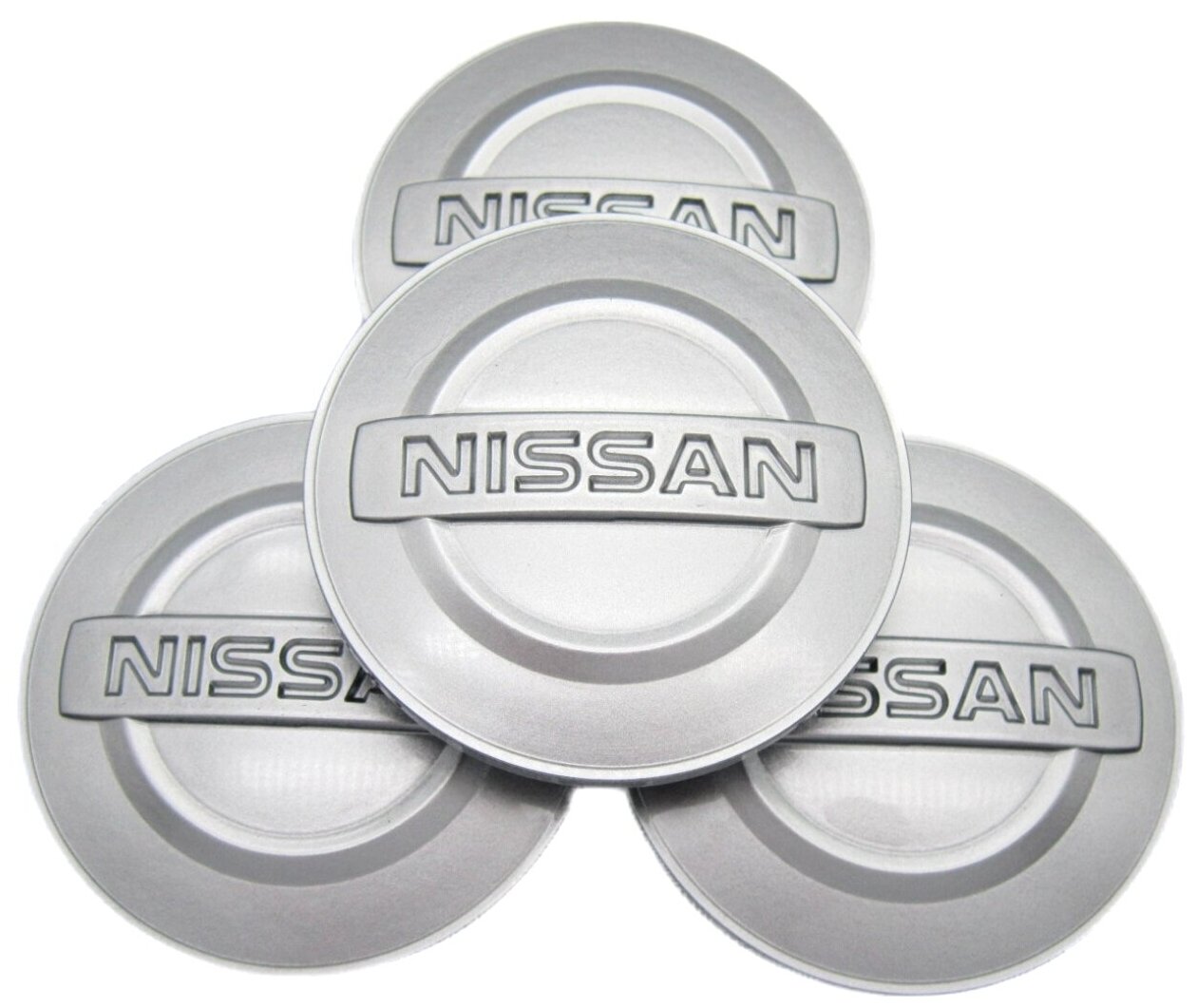 Колпачки заглушки на литые диски КиК Ниссан серебристый 62/55/10, комплект 4 шт.