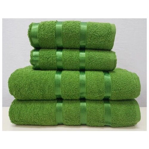Гостевое полотенце, Набор банных полотенец Gulcan Зеленый набор Хлопок 50x90, 70x140 см, 4 шт.