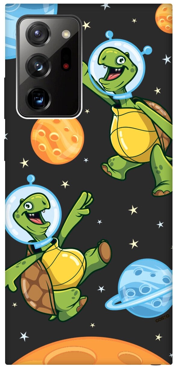 Матовый Soft Touch силиконовый чехол на Samsung Galaxy Note 20 Ultra, Самсунг Ноут 20 ультра с 3D принтом "CosmoTurtles" черный