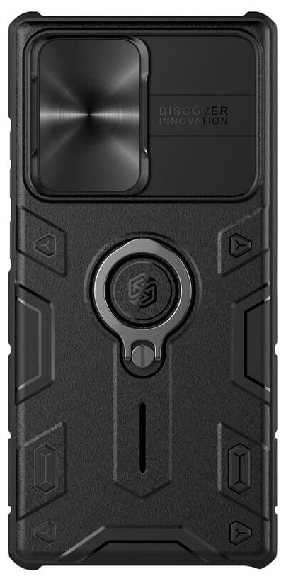 Противоударный чехол с кольцом и защитой камеры Nillkin CamShield Armor Case для Samsung Galaxy Note 20 Ultra черный