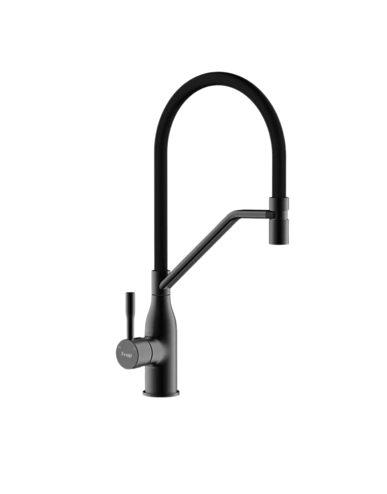 Смеситель для кухни с гибким поворотным изливом Frap F4497-6, черный