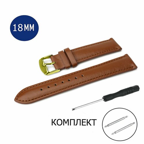 Ремешок AXIVER фактура матовая гладкая диаметр шпильки 15 мм размер 24мм коричневый 1020₽