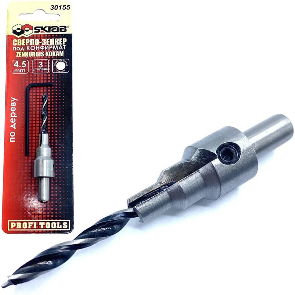 фото Сверло-зенкер под конфирмат по дереву, 4,5 x 80 мм.