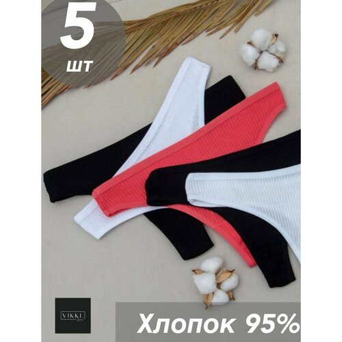 фото Трусы vikki., 5 шт., размер 44-46, белый, черный, красный
