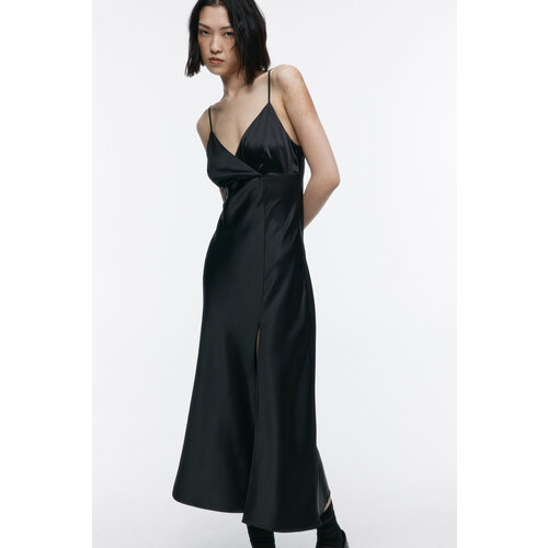 Платье Befree, размер XL, черный сексуальное атласное вечернее платье jeheth с разрезом по бокам с юбкой годе v образным вырезом на тонких бретельках плиссированное формаль