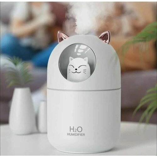 Увлажнитель воздуха мини Котик с подсветкой ультразвуковой увлажнитель для дома ночник светильник Белый 54900₽