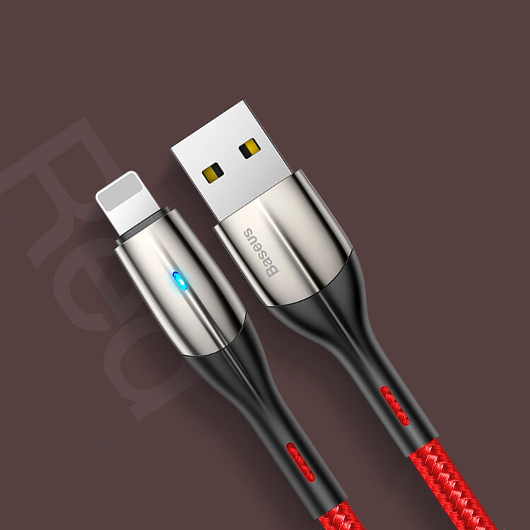 Кабель USB - Lightning 1м Baseus Horizontal Data Cable - Красный (CALSP-B09) — фото 1