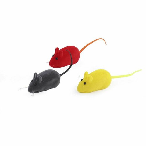 Игрушки для кошек WOGY - Мышки-пищалки, 13 см, 3 шт в наборе