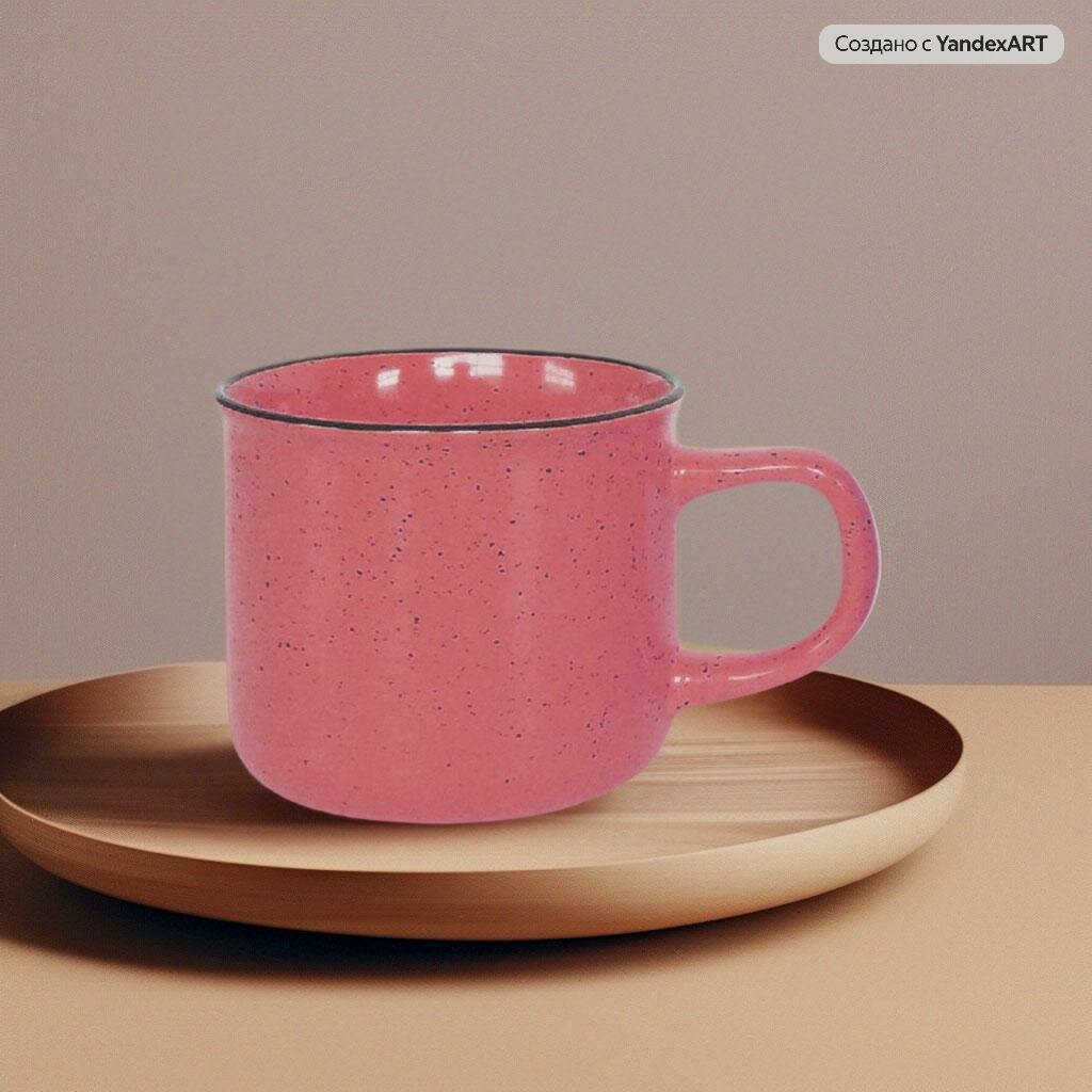 фото Кружка 320 мл керамическая, стилизованная под эмаль розовая
