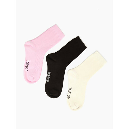 Носки TOPTOP, 3 пары, размер 36/38, бежевый, розовый, черный комплект из трех пар носков с принтом 38 41 другие