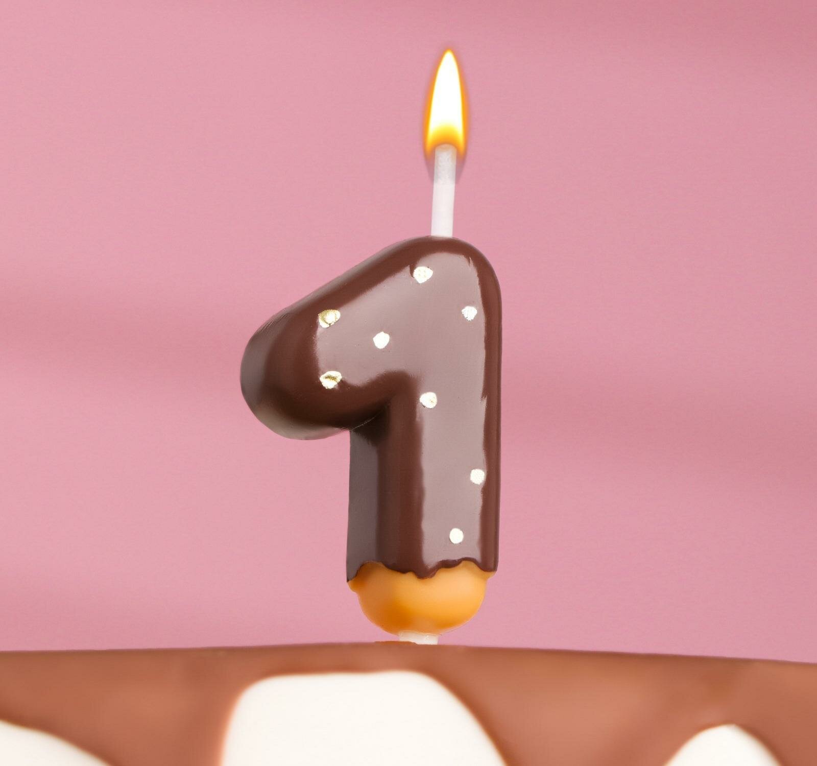 Свеча в торт "Шоколадная глазурь", цифра 1