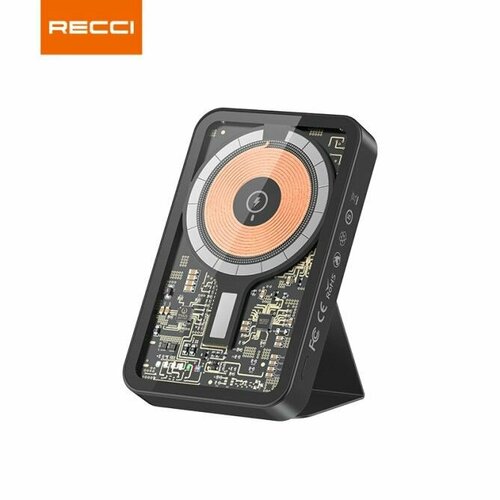Внешний аккумулятор с беспроводной зарядкой Recci RPB-W07 5000мАч, PD20 Вт - (Black)