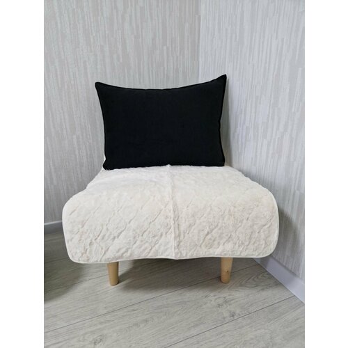 Покрывало плед накидка дивандеки на мини диван кресло подушки подлокотник Egy Textile Меховой кролик 1шт 90х70см Молочный 720₽