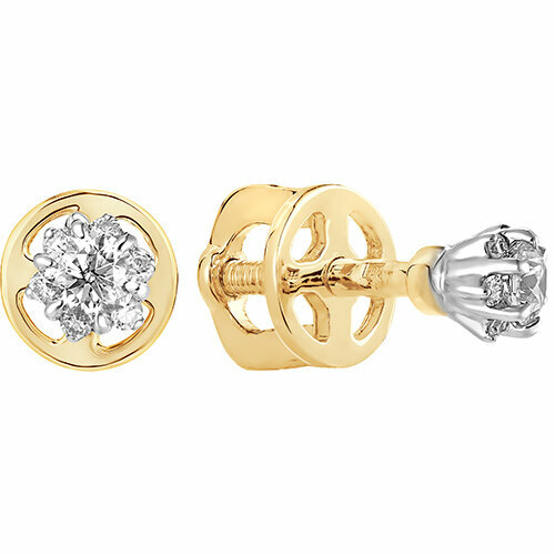 Серьги пусеты Амбер Пусеты, белое, красное золото, 585 проба, родирование, бриллиант, золотой