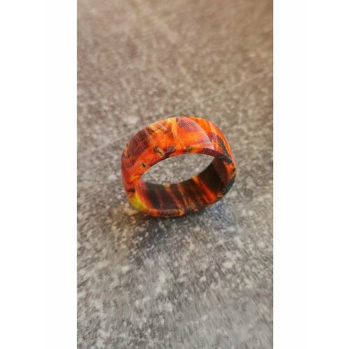 Кольцо RetroGlow, дерево, размер 15, ширина 5 мм, оранжевый кольцо retroglow размер 15 ширина 5 мм красный