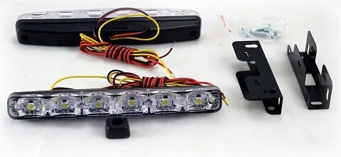 Дневные ходовые огни 6 LED "Вымпел" DRL-HP-6 (с повторит. поворота платс. корпус)