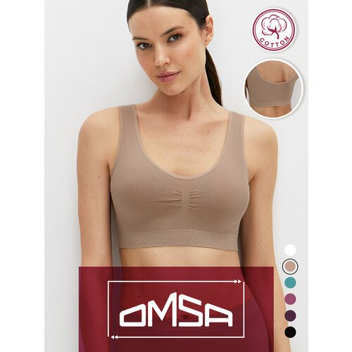 фото Кроп-топ omsa omsa cotton, 1 шт., размер 46 (m), beige