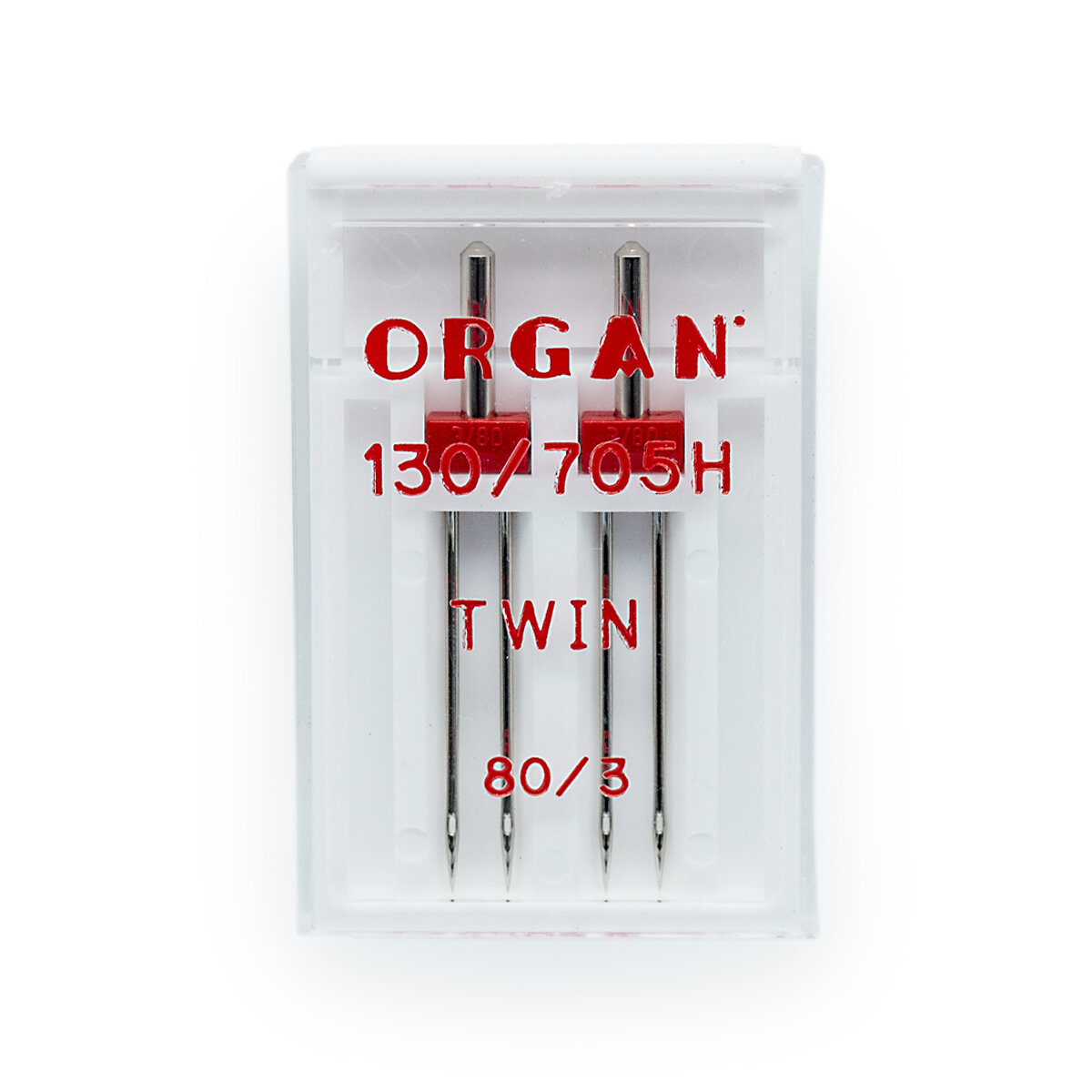 Иглы для швейных машин двойные ORGAN, № 80/3, для любых тканей, 2 шт