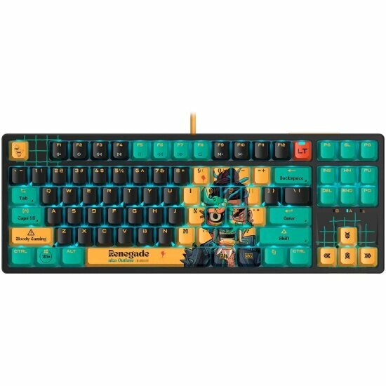 Клавиатура A4TECH Bloody AT87 Renegade проводная черный/зеленый (2027360 )