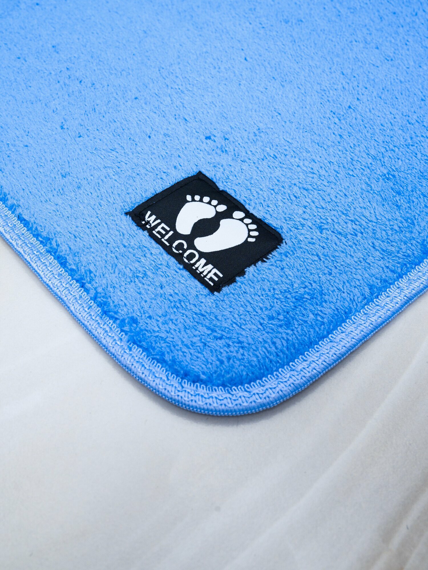 Коврик для ванной комнаты 60х100 голубой, ворс, прямоугольный — фото 1