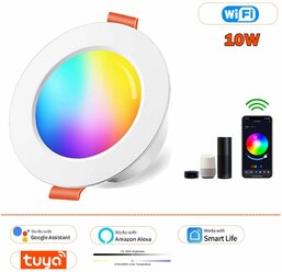 Умный светодиодный потолочный светильник KISUFU RGB, 10/15 Вт, 1pc, 10W WIFI RGBCW, Белый