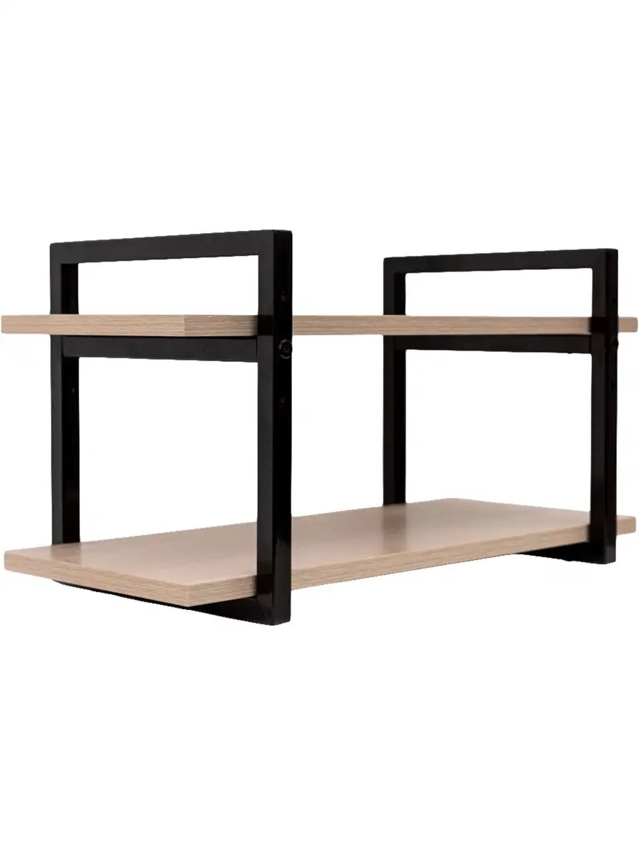 Полка для книг цветов и мелочей напольная настольная 580x290x300 мм 2 полочки лофт металл ЛДСП Brabix Smart 641951