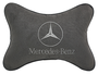 Автомобильная подушка на подголовник алькантара D.Grey с логотипом автомобиля MERCEDES-BENZ
