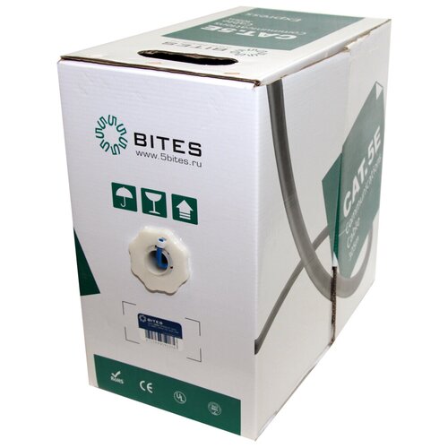 Витая пара 5BITES UTP кат.5e 4 пары CU 305м синий (US5525-305B-BL) кабель utp 5bites us6575 305b bl бухта 305 метров