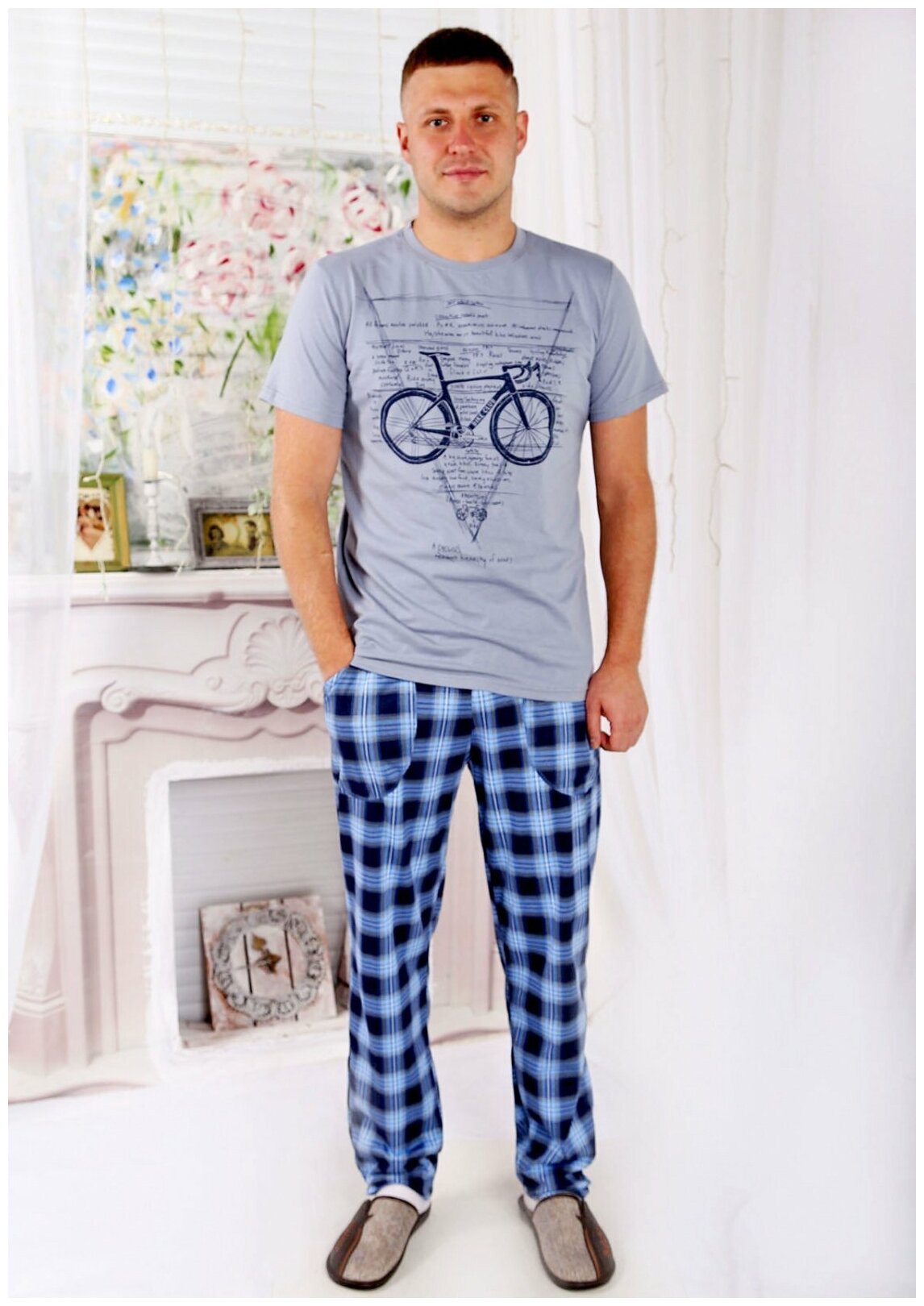 Костюм домашний мужской "Велосипед", футболка, брюки, р-р 48 - фотография № 1