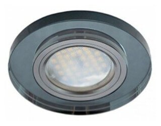Ecola MR16 LD1650 GU5.3 Glass Стекло с подсветкой Круг Черный / Черный хром 25x95 (кd74)