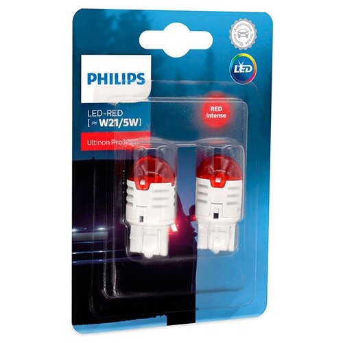 фото Лампа philips ultinon pro3000 w21/5w 12v-led red w3x16q (2 штуки) 11066u30rb2