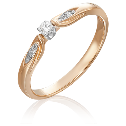 PLATINA jewelry Кольцо из комбинированного золота с бриллиантом 01-4970-00-101-1111-30, размер 15,5
