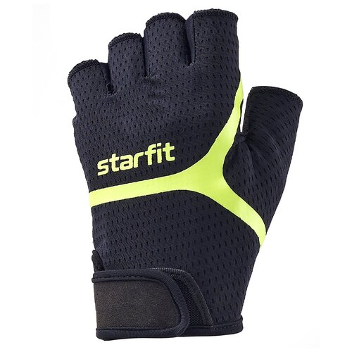 фото Перчатки для фитнеса starfit wg-103, черный/ярко-зеленый, m
