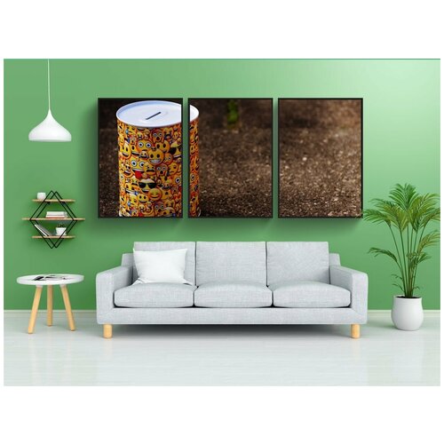 фото Набор модулных постеров для интерьера "смайлики, желтый, веселье" 60x90 см. в тубусе, без рамки lotsprints