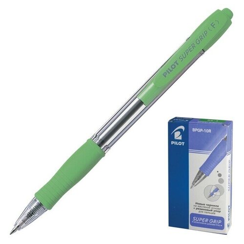 Ручка шариковая Super Grip 0,7мм, резиновый упор, светло-зеленый корпус, стержень синий
