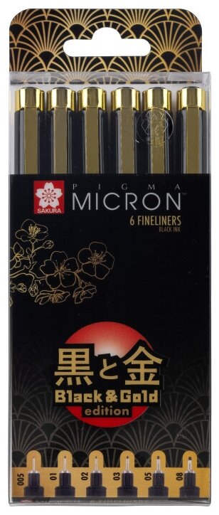 Набор капиллярных ручек Pigma Micron Gold Limited Edition 6шт ч.POXSDKB6YOS , 1 шт.