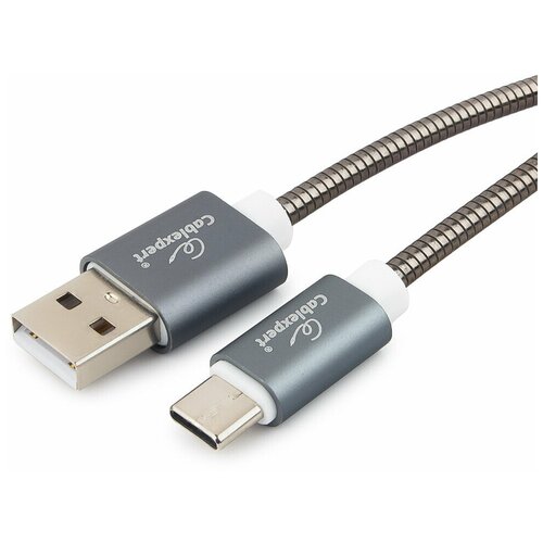 USB Type-C кабель Cablexpert CC-G-USBC02Gy-1M кабель usb 2 0 cablexpert cc p usbc02w 1m am type c серия platinum длина 1м белый нейлоновая оплетка блистер