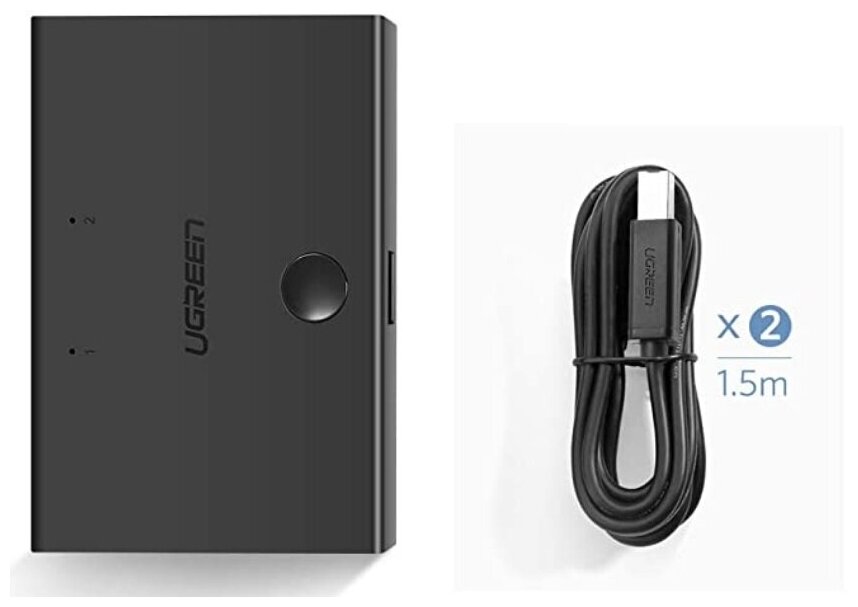 Разветвитель портов UGREEN US158 30345 USB 20 Sharing Switch 2x1 Цвет черный