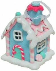 Ёлочная игрушка сахарный домик мечты голубой с подсветкой LED-огнями, полирезин, 6.6х6.6х8.5 см, Forest Market